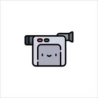 A cartoon camera icon with a smiley face vector