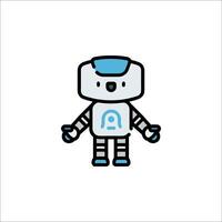 A robot with blue and white stripes on it vector