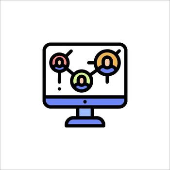 A computer monitor with people on it vector