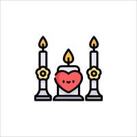 A heart and candles are on a white background vector