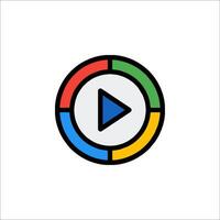 A colorful play button icon on a white background vector