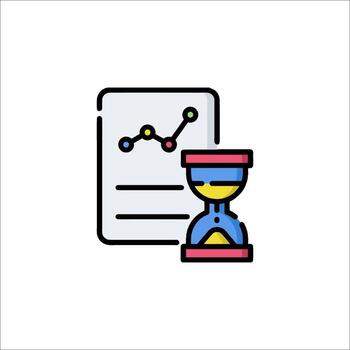 un reloj de arena y papel con gráficos en eso vector