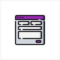 A web page icon with purple and white colors vector