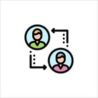 Two people are connected by a line icon vector
