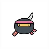 Ninja hat icon with a sword vector