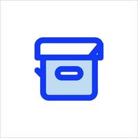 A blue box with a handle on it vector