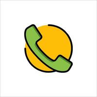 A phone icon with a yellow and green ball vector
