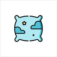 A blue pillow with stars and clouds vector