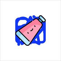 A pink tube of toothpaste with a smiley face vector