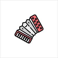 A red and white accordion icon vector