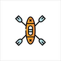 A canoe with two oars on it vector