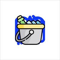 A bucket with ice and a bottle of wine in it vector