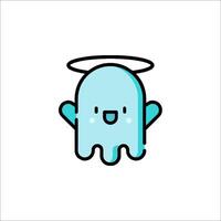 A cartoon ghost with an angel halo vector