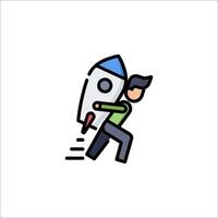 A man is carrying a rocket on his back vector