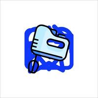 A blue and white icon of a mixer vector