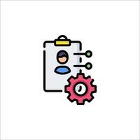 A person with a gear wheel and a clipboard vector