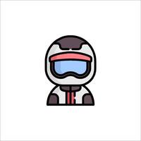 A cartoon character in a helmet and goggles vector