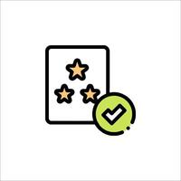 A five star rating icon with a check mark vector