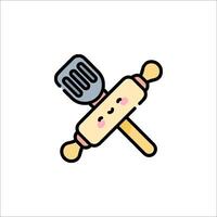 A cute little rolling pin with a fork on it vector