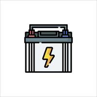 A car battery icon with a lightning bolt vector