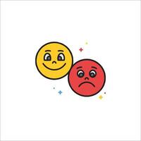 Two emoticions with different expressions on them vector