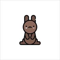 A cute bunny sitting on the floor with its eyes closed vector