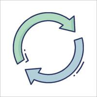 A circular arrow pointing to the left and right vector