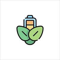 A battery and leaf icon on a white background vector