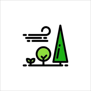 un verde línea icono de un árbol y un árbol vector
