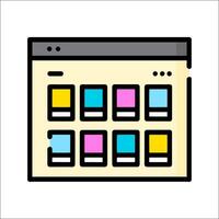 A web page with a number of different colored squares vector