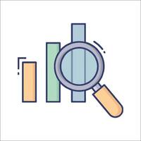 Magnifying glass icon with bar graphs vector