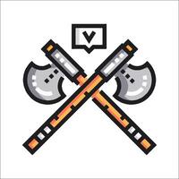 Two crossed axes with a message on the side vector
