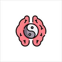 Yin and yang symbol on the brain vector
