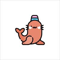A cute seal with a hat on its head vector