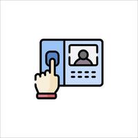 A hand pressing a button on a screen vector