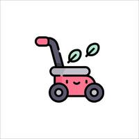 A cartoon lawn mower with a leaf on it vector