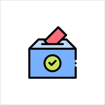 A voting box with a tick mark on it vector