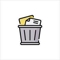 A trash can with a paper clip icon vector