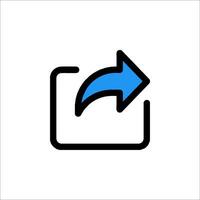 A blue arrow pointing to a square icon vector