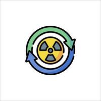 A radioactive symbol in a circle with arrows vector