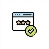A review icon with a star and a check mark vector