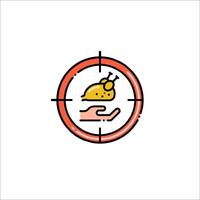 A hand holding a snail in a crosshairs vector