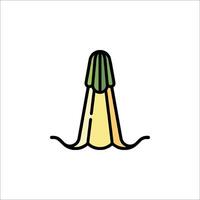 A banana with a green stem on it vector