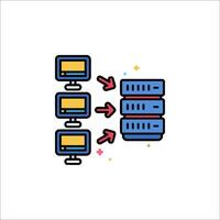 A server with two computers and a computer vector
