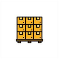 A yellow box on a pallet icon vector