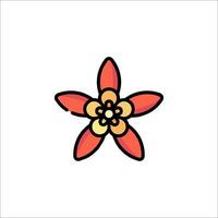 A flower icon with a red and orange petals vector