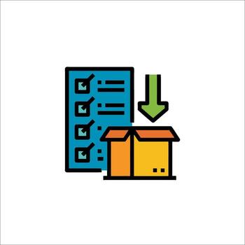 un caja con un caja y un verde flecha vector