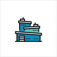 A building icon with a blue and green color scheme vector