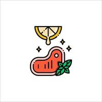 Meat and lemon icon illustration vector