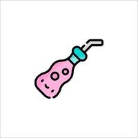 A pink bottle with a straw and a straw in it vector